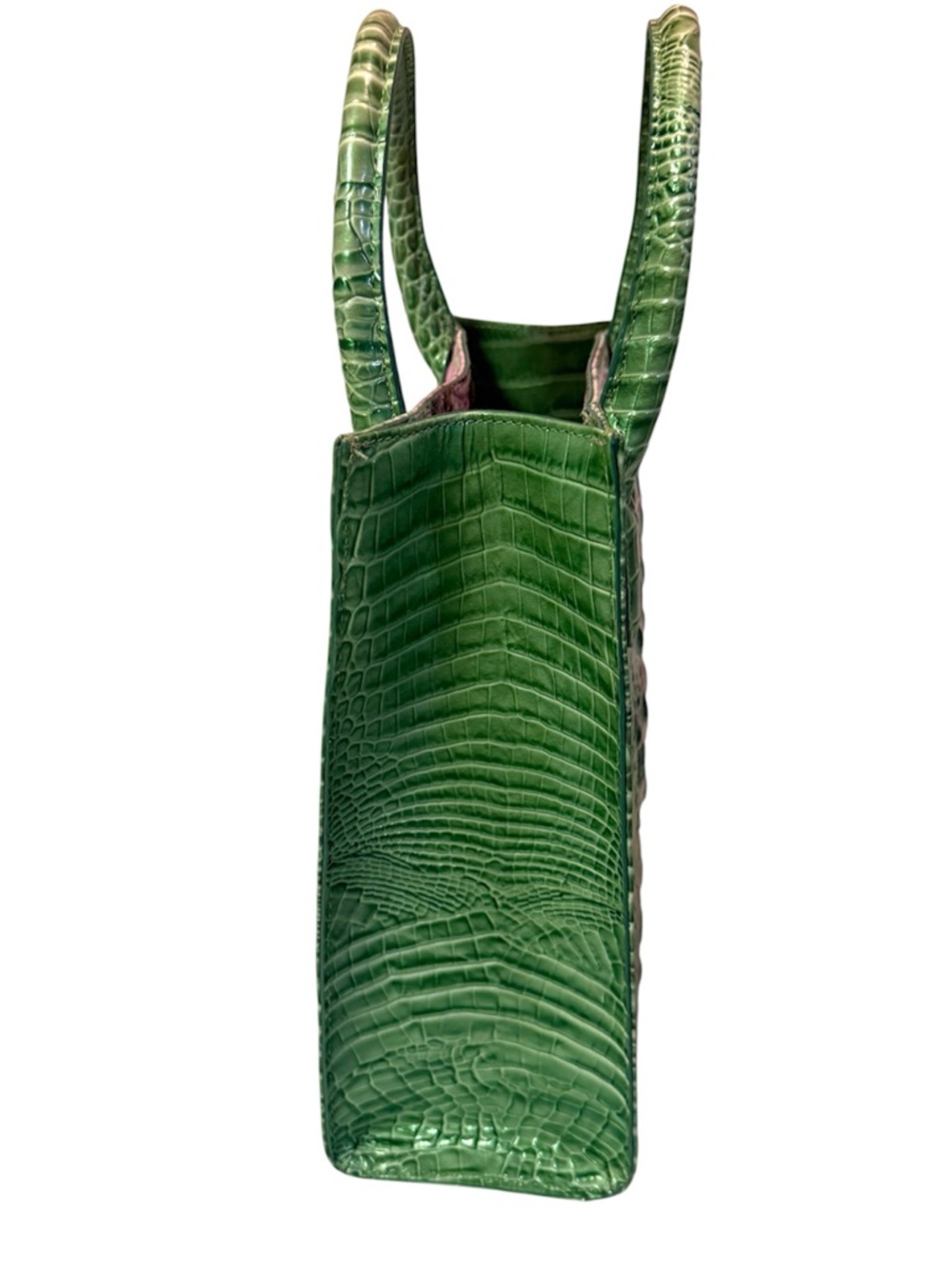 Brahmin Green & Pink Croc-Embossed Leather Tote & Wallet With Registration Card - Picture 5 of 15